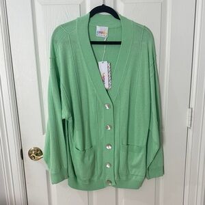 NWT CRUSH SIZE 1 mint Green Women's Cardigan Sweater small oversized cashmere